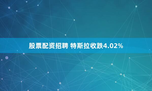 股票配资招聘 特斯拉收跌4.02%
