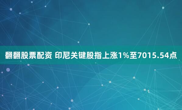 翻翻股票配资 印尼关键股指上涨1%至7015.54点