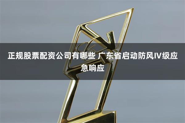 正规股票配资公司有哪些 广东省启动防风Ⅳ级应急响应